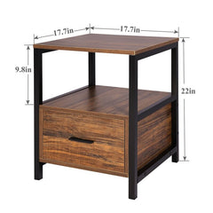 Brown Block End Table with Storage Perfect for Placing A Reading Lamp on it. Storage Allows to Store Books, Phone, Keys or Other Tiny Things