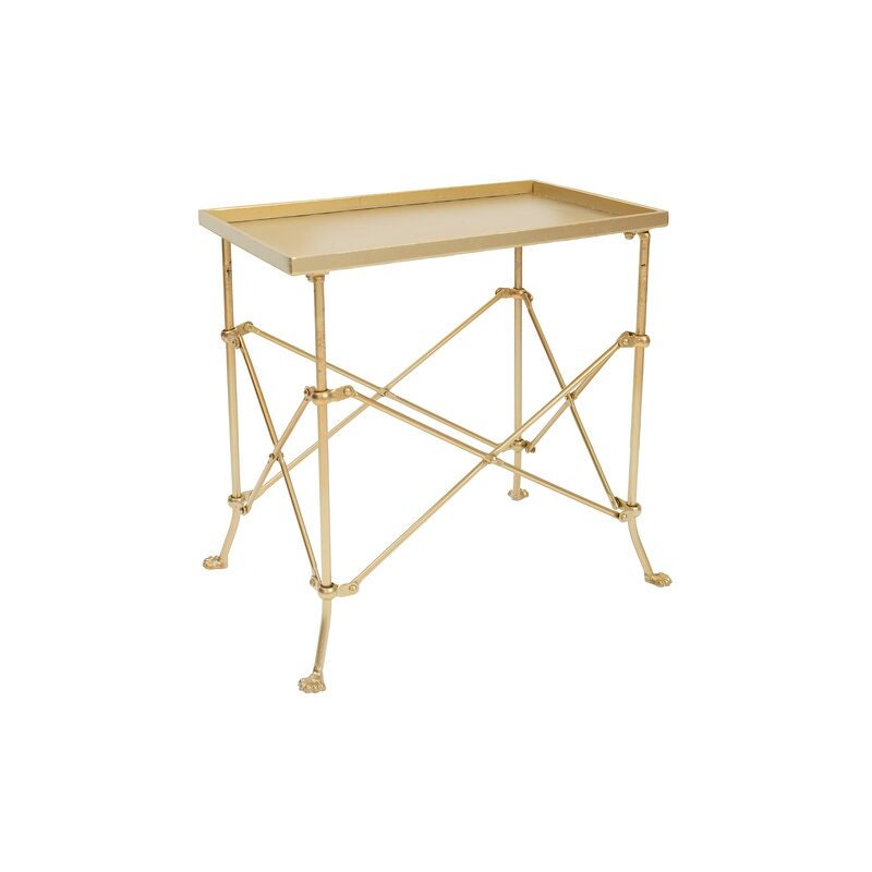 Gold Tray Top End Table Fashionable Design Makes It A Classy Addition To A Traditional Living Room, Dining Room, Or Office