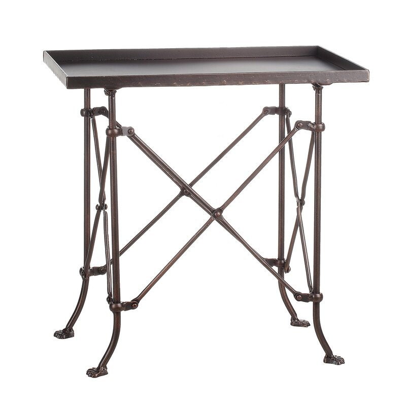 Bronze Tray Top End Table Fashionable Design Makes It A Classy Addition To A Traditional Living Room, Dining Room, Or Office