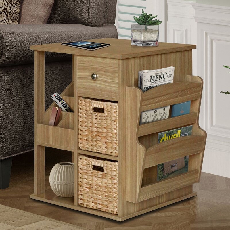 Natural 3 - Drawer End Table Keep your Eyeglasses, Remote Controls, Tablets, Smartphones, Calculators, TV Guides Storage and Organization