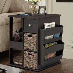 Espresso 3 - Drawer End Table Keep your Eyeglasses, Remote Controls, Tablets, Smartphones, Calculators, TV Guides Storage and Organization