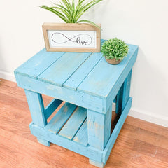 Solid Wood End Table with Storage Natural Color Comes with Reddish Tint, Brown, Grey, and Also Comes with Old Barn Wood