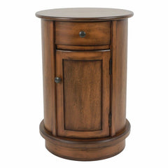 Honeynut Drum End Table with Storage Perfect Perch for your Morning Mug of Coffee Or As the Universal Remote Control Hub, End Tables