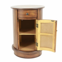 Honeynut Drum End Table with Storage Perfect Perch for your Morning Mug of Coffee Or As the Universal Remote Control Hub, End Tables