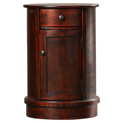 Vintage Cherry  Drum End Table with Storage Perfect Perch for your Morning Mug of Coffee Or As the Universal Remote Control Hub, End Tables