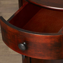 Vintage Cherry  Drum End Table with Storage Perfect Perch for your Morning Mug of Coffee Or As the Universal Remote Control Hub, End Tables