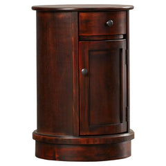 Vintage Cherry  Drum End Table with Storage Perfect Perch for your Morning Mug of Coffee Or As the Universal Remote Control Hub, End Tables