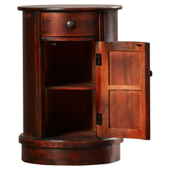 Vintage Cherry  Drum End Table with Storage Perfect Perch for your Morning Mug of Coffee Or As the Universal Remote Control Hub, End Tables