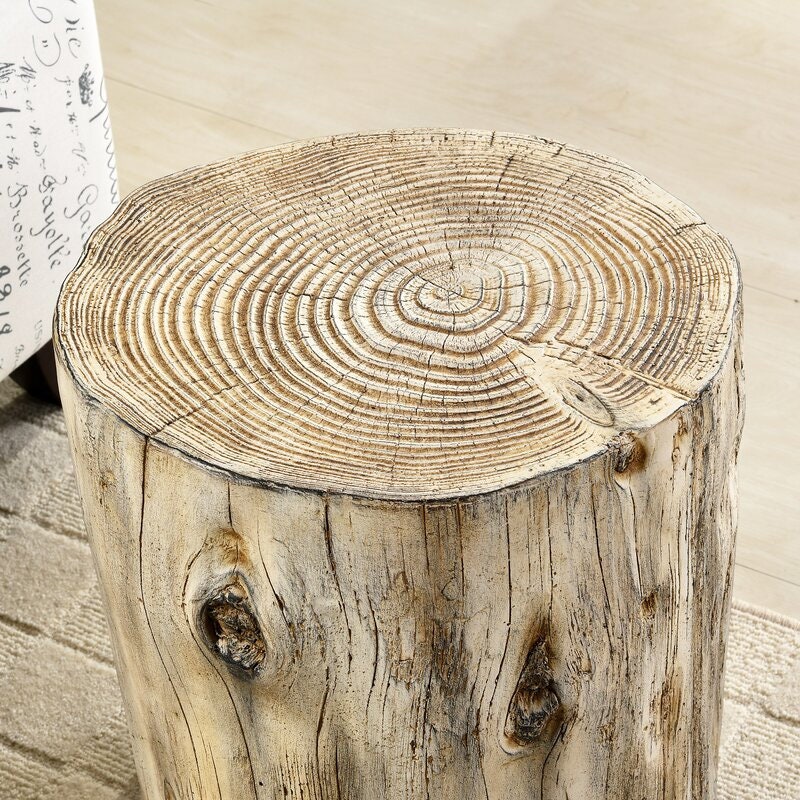 Bleached Beige Tree Stump End Table for your Indoor or Outdoor Living Space Should Reflect your Personality and Style to Any Setting