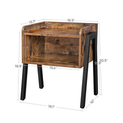 Set of 2 Tray Top End Table Set 2 Side Tables Have Warm Rustic Wood and a Spacious Open Compartment Extra Storage for your Book Collection