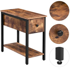 Set of 2 Rustic Brown End Table Set with Storage Bottom Shelf Provides Enough Space to Organize your Stuff, Easily Place Storage, Books