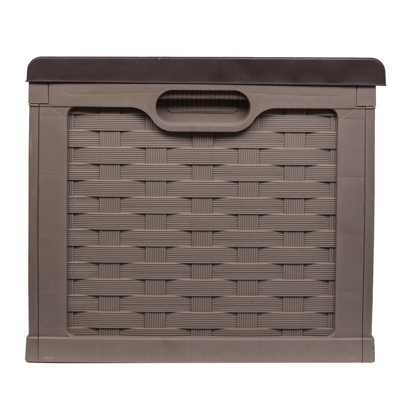 Mocha Brown 153 Gallons Water Resistant Plastic Lockable Deck Box  Ideal Storage Space for Extra Cushions, Patio Accessories