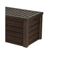 Dark Brown 150 Gallons Gallon Water Resistant Lockable Deck Box Bring Style, Storage Comfort and Convenience to your Deck, Patio or Poolside