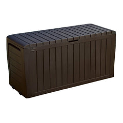71 Gallons Gallon Water Resistant Lockable Deck Box with Wheels in Dark Brown Large Storage Capacity Can Hold up to 71 Gallons