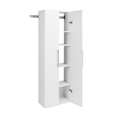 White 72" H x 24" W x 12" D Storage Cabinet 3 Adjustable Shelves and 1 Fixed Shelf with Middle Divider Ample Space to Organize