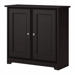 Espresso Oak 2 Shelf Accent Cabinet Organized Any Home Office or Living Space Two Cabinet Doors with Smooth Euro-Style Hinges Open to Reveal