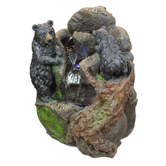 Black Bears Sculptural Fountain with LED Light your Garden or your Patio. Multiple Cascading Streams of Water Flow to Create A Woodsy Forest