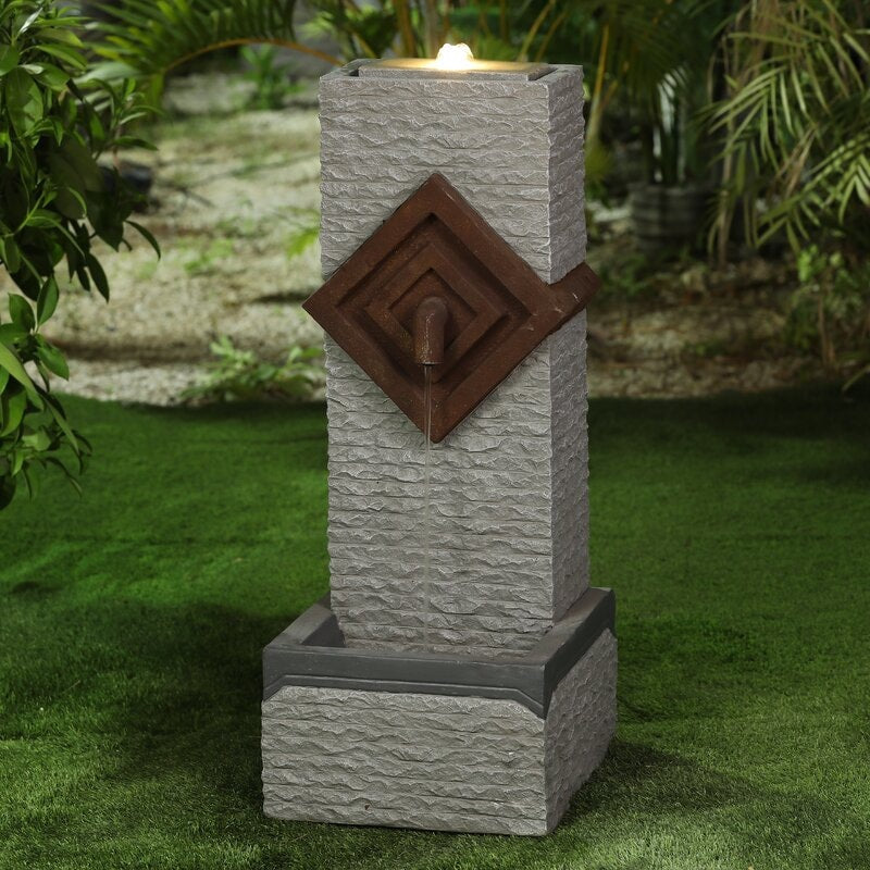 Resin Pedestal Fountain with LED Light This Soothing Fountain Feature is An Easy Way to Bring A Water Feature To your Outdoor Living Space