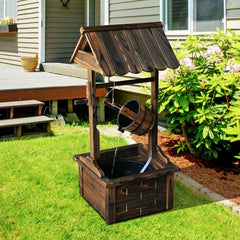 Wood Wishing Well Outdoor Patio Water Fountain His Wishing Well Stands Over and is Perfect for your Backyard, Patio, Or Garden