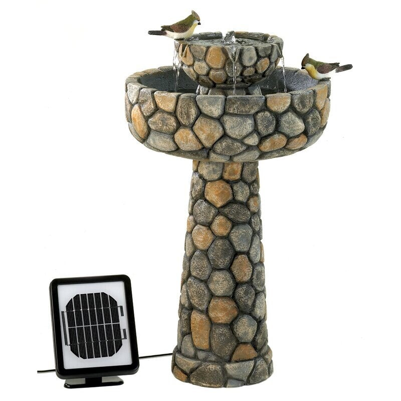 Resin Solar Cobblestone Water Fountain Give your Garden or Walkway A Touch of Charm Pumps 100 to 200 Gallons of Water Per Day