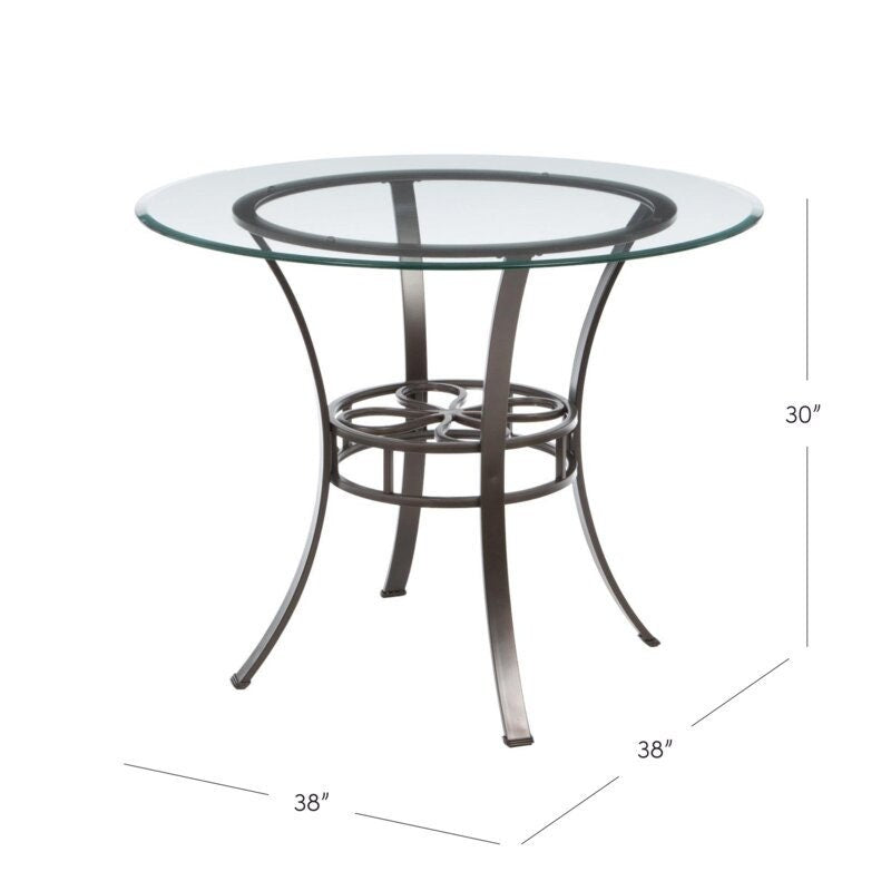38'' Iron Dining Table Bring Some Streamlined Style to your Dining Space with this small Dining Table  Crafted of Clear Tempered Blass