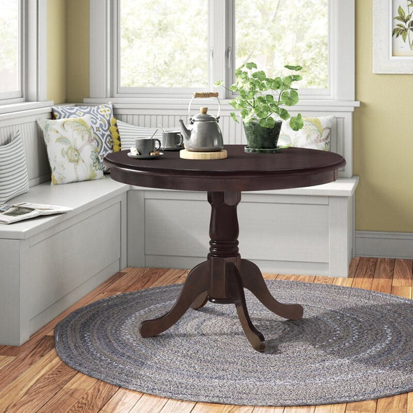Cappuccino 42'' Solid Wood Pedestal Dining Table Enhance the Beauty Of Any Living Area or Kitchen Heavy-Duty Solid Wood