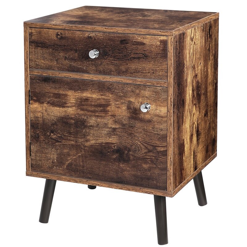 1 - Drawer Nightstand in Rustic Brown Place Inspiring Photos and Scented Candles Keep Everything you Need for Bed at your Side