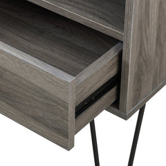 Slate Gray 1 Drawer Nightstand hairpin legs. Stage it in A Living Room, Or Bedroom.Storage Provides A Simple Way To Organize Any Room
