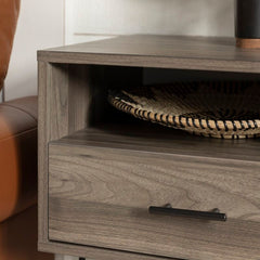 Slate Gray 1 Drawer Nightstand hairpin legs. Stage it in A Living Room, Or Bedroom.Storage Provides A Simple Way To Organize Any Room