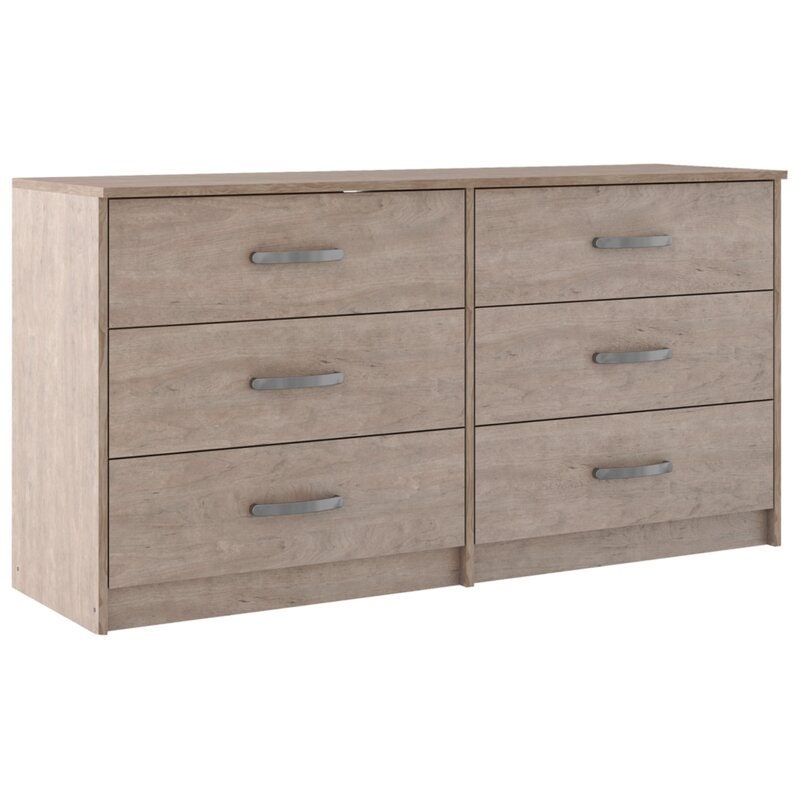6 Drawer with Subtle Pearl Effect Over Replicated Cherry Grain Satin Nickel-Tone Vinyl Wrapped Drawer Sides and Back for Extra Durability