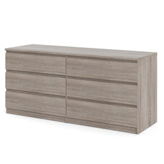 Double Dresser Six Drawers that Open Smoothly On Ball-Bearing Glides, Revealing Ample Space To Tuck Away Spare Linens, Shirts, Pant