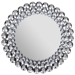 Round Jeweled Accent Mirror Add Glam Style to your Abode with this Round, Jeweled Accent Mirror. Dimensional Layers of Crystal Clear Beads