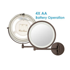 Oil Brushed - Bronze Modern & Contemporary Lighted Magnifying Makeup Mirror Adjust The Mirror At Any Angle you Want Cool-Toned LED Light