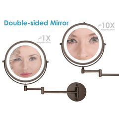 Oil Brushed - Bronze Modern & Contemporary Lighted Magnifying Makeup Mirror Adjust The Mirror At Any Angle you Want Cool-Toned LED Light