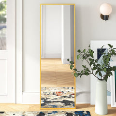 Gold Full Length Mirror Perfect for Giving you A Full View of your Outfit Against The Wall, Or Mount it On Any Wall To Save Space