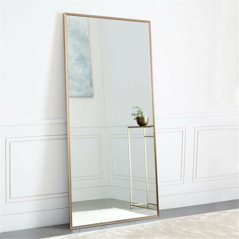 Gold Full Length Mirror Perfect for Giving you A Full View of your Outfit Against The Wall, Or Mount it On Any Wall To Save Space