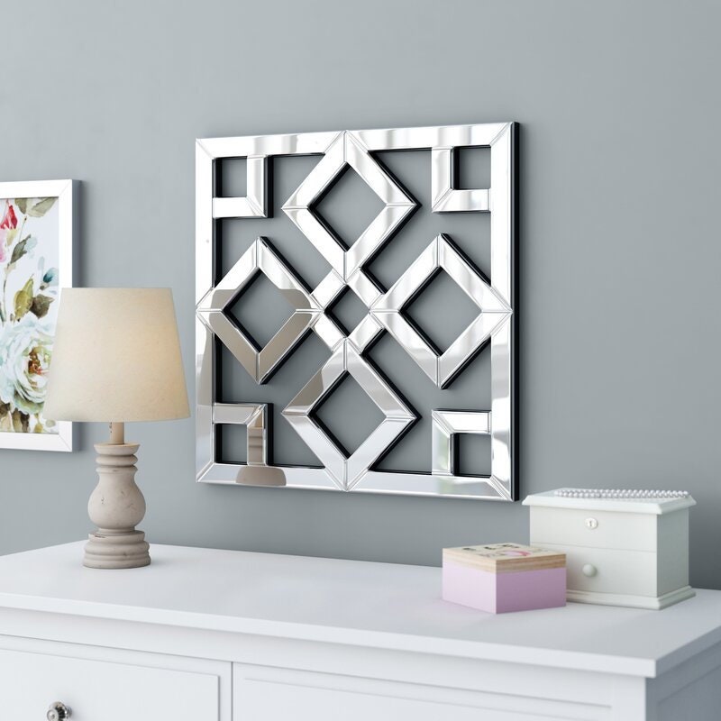 Lattice Wall Mirror This Mirror Features An Interlocking Design of Mirrored Lattice Perfect for your Any Room
