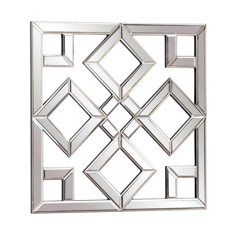 Lattice Wall Mirror This Mirror Features An Interlocking Design of Mirrored Lattice Perfect for your Any Room