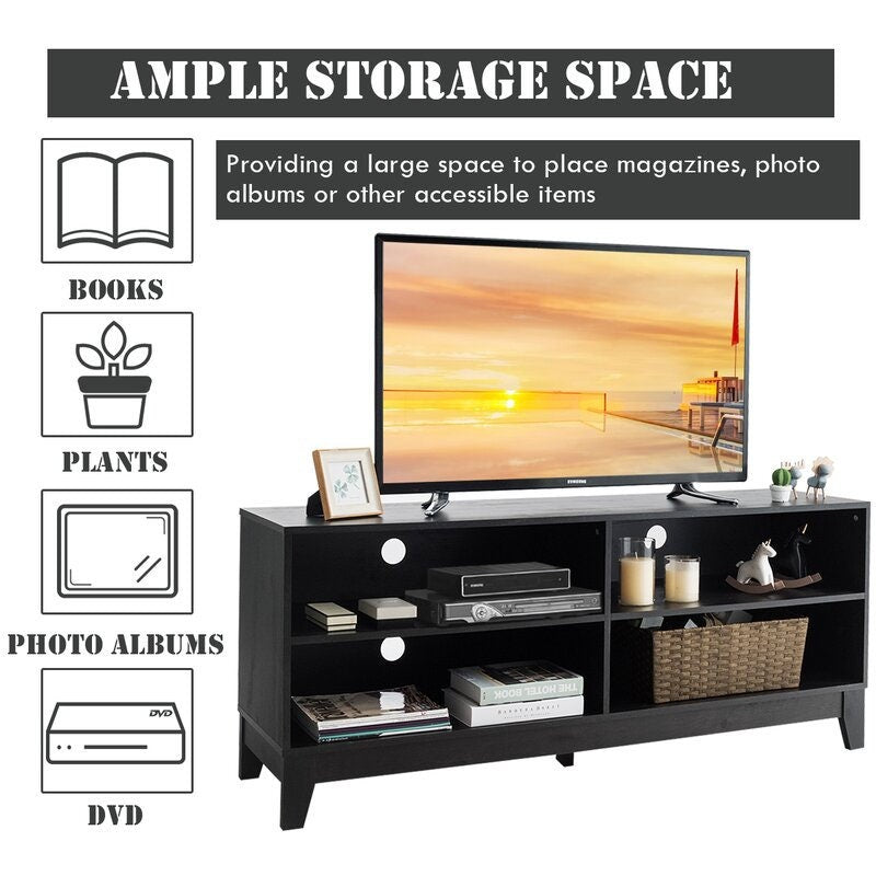 Espresso TV Stand for TVs up to 65" Four Shelves, To Hold Much Audio-Video Equipment or Other Sundries. Don't Worry About Overheat of Device