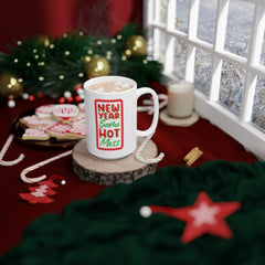 New year same hot mess black coffee mug, wishes new year to husband, wishes new year to wife, happy new year coffee mug