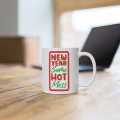New year same hot mess black coffee mug, wishes new year to husband, wishes new year to wife, happy new year coffee mug