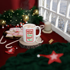 New year same hot mess black coffee mug, wishes new year to husband, wishes new year to wife, happy new year coffee mug