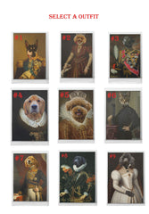 Custom pet portrait, royal pet portrait, christmas gift pet regal, dog portrait, pet loss gift, last minute gift, framed horizontal poster
