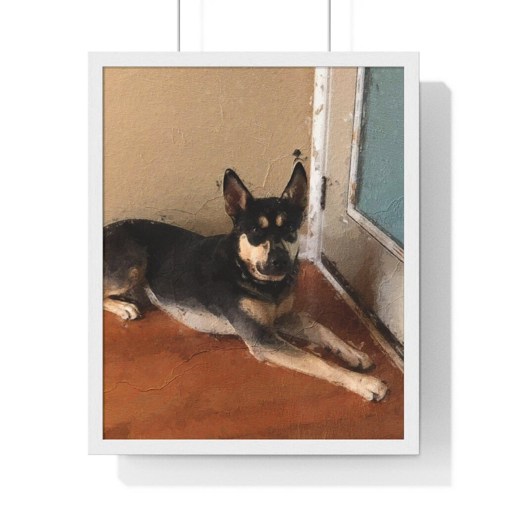 Pet portrait custom and personalized. pet dog wall art digital download to print on poster or canvas for gift framed vertical poster