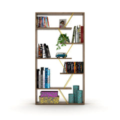 Walnut/Yellow 62'' H x 33'' W Bookcase Offer Plenty Storage Space