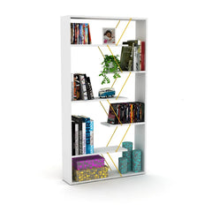 White/Yellow 62'' H x 33'' W Solid Wood Bookcase Perfect Organize