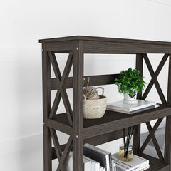 Dark Gray Standard Bookcase Modern Style and Display Space Five Shelves for Displaying Treasured Trinkets, Books, and More