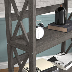 Dark Gray Standard Bookcase Modern Style and Display Space Five Shelves for Displaying Treasured Trinkets, Books, and More