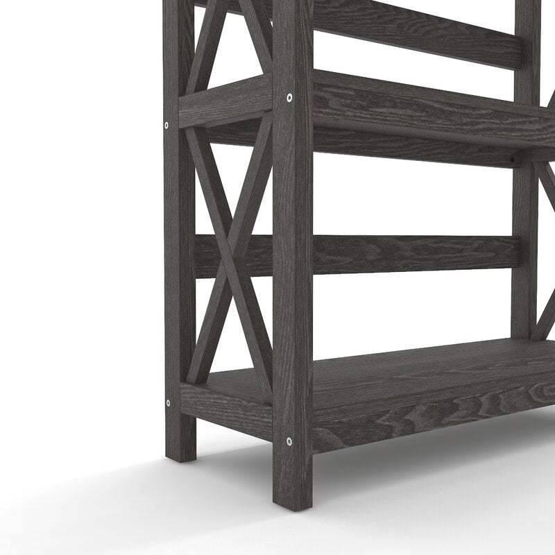 Dark Gray Standard Bookcase Modern Style and Display Space Five Shelves for Displaying Treasured Trinkets, Books, and More