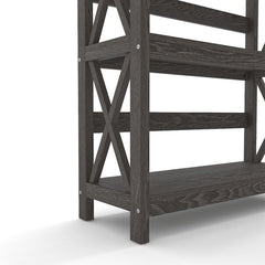 Dark Gray Standard Bookcase Modern Style and Display Space Five Shelves for Displaying Treasured Trinkets, Books, and More